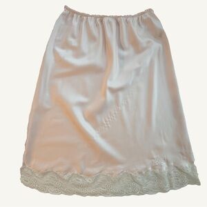 Vintage Christian Dior Satin & Lace Half Slip Pink Embroidered Large USA